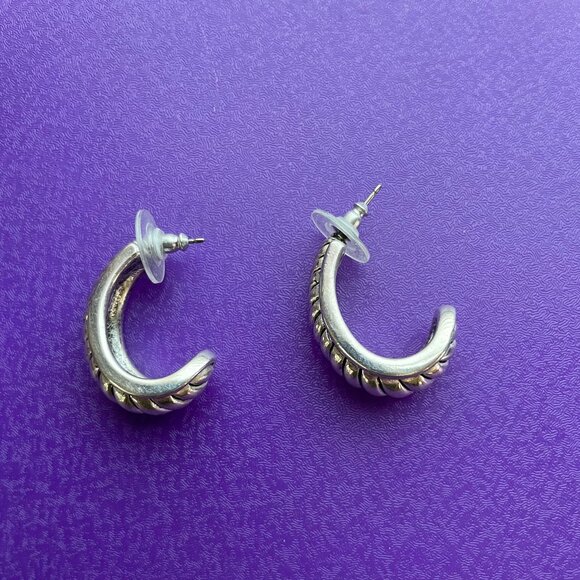 Bundle 3/$12.  Textured Silver Tone  Drop Earrings. - Picture 1 of 2